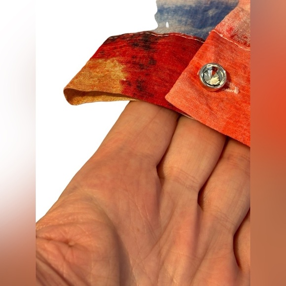 DKNY Patchwork Beach Coverup. SZ XL.  3/4‎ Sleeves. Pearl Encrusted Neckline. - Picture 4 of 14